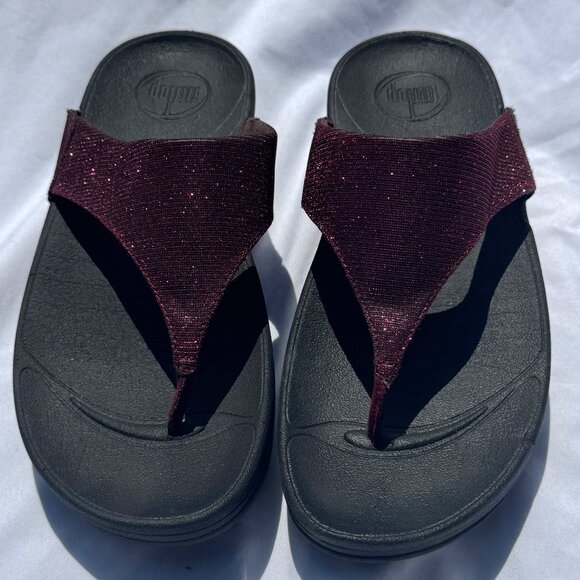 Fitflop Black and Burgundy Women's Sandals - Picture 2 of 4